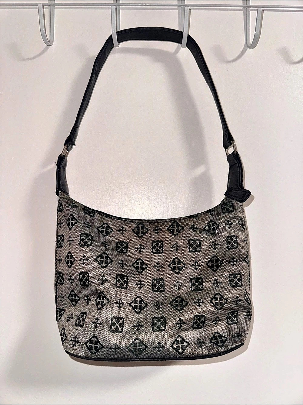 Geometric Shoulder Bag in Gray & Black